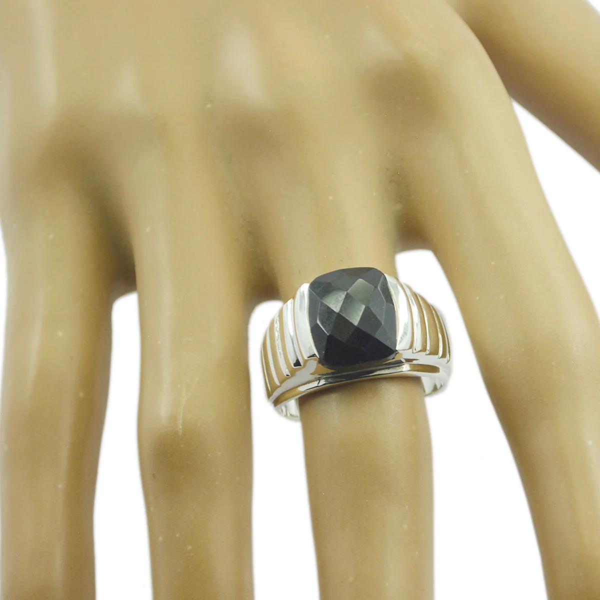 Black Onyx Solitaire French 925 Sterling Silver Black Gemstone Versatile Signet Ring Jewellery - Image 2
