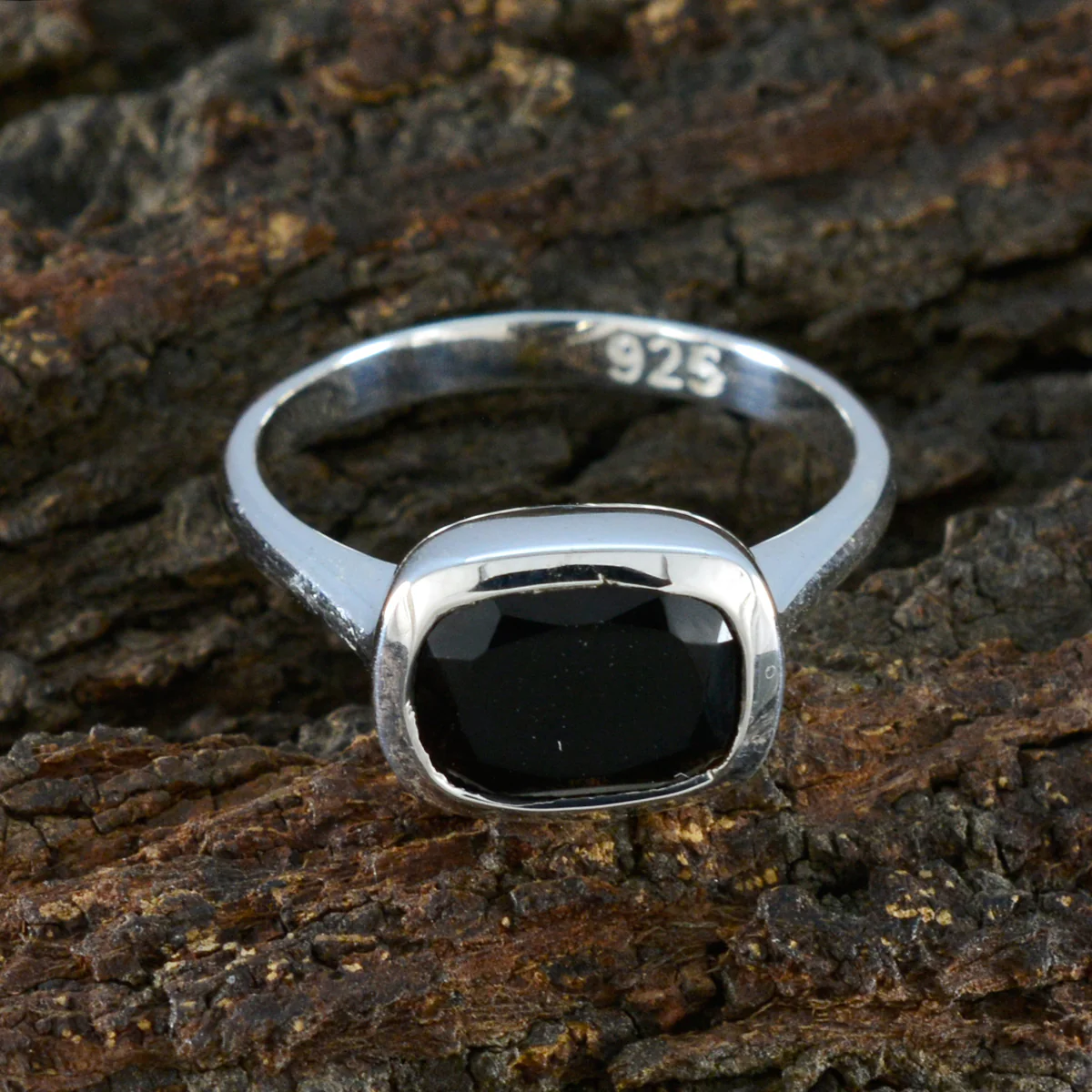 Black Onyx Solitaire French 925 Sterling Silver Black Gemstones Slim Artisan Ring Jewelry - Image 3