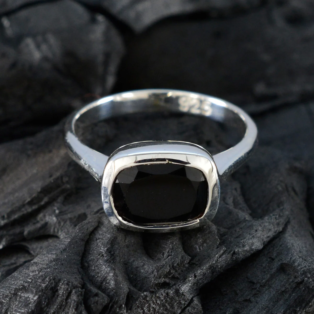 Black Onyx Solitaire French 925 Sterling Silver Black Gemstones Slim Artisan Ring Jewelry - Image 4