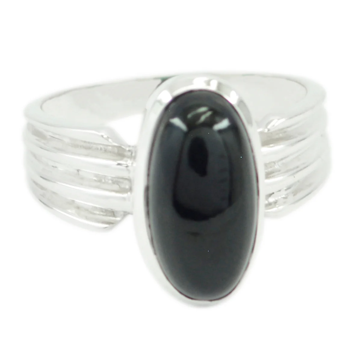 Black Onyx Solitaire German 925 Sterling Silver Black Gems Eye-catching Heritage Ring Jewelry