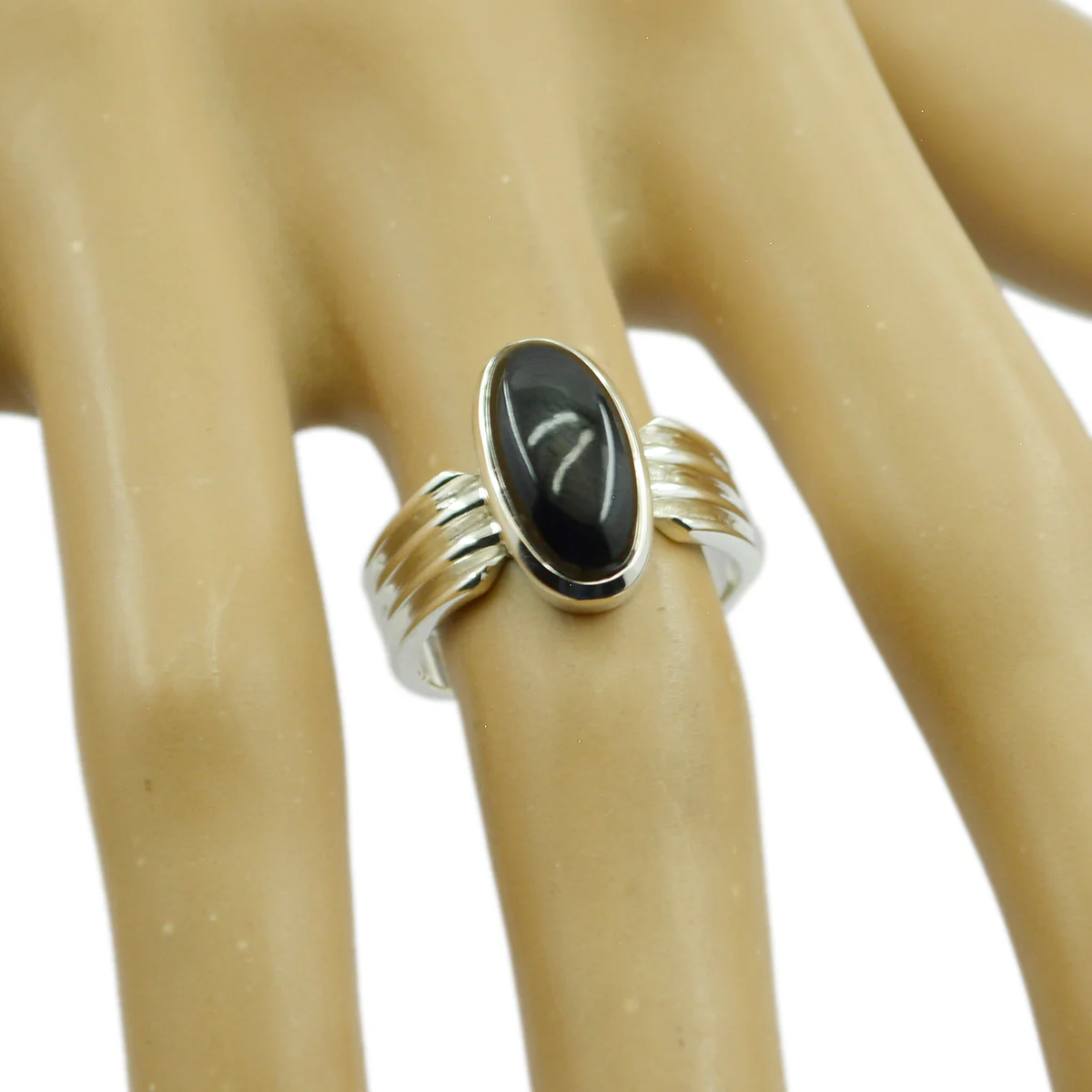 Black Onyx Solitaire German 925 Sterling Silver Black Gems Eye-catching Heritage Ring Jewelry - Image 2
