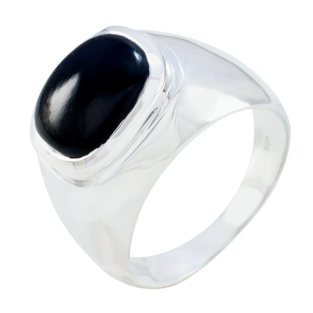 Black Onyx Solitaire German 925 Sterling Silver Black Gemstones Eye-catching Abstract Ring Jewelry - Image 2