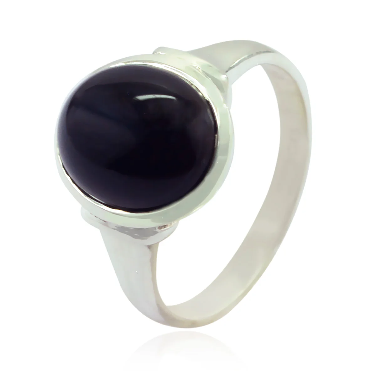 Black Onyx Solitaire German Silver Black Gemstones Slim Artisan Ring Jewelry - Image 3