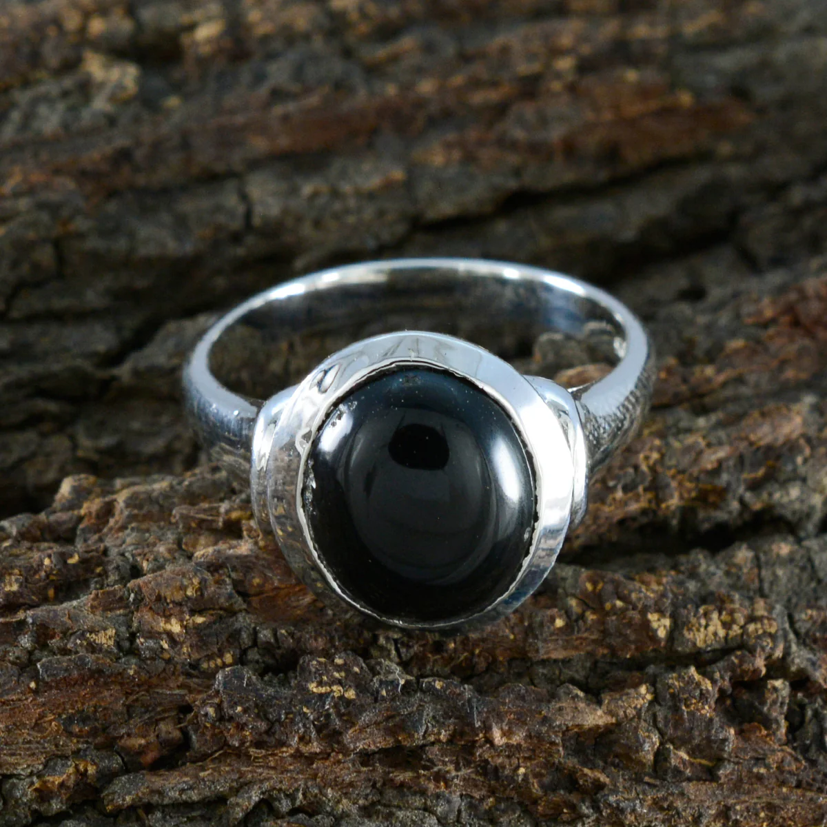 Black Onyx Solitaire German Silver Black Gemstones Slim Artisan Ring Jewelry - Image 4
