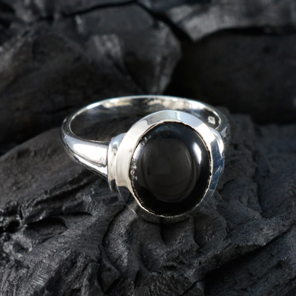 Black Onyx Solitaire German Silver Black Gemstones Slim Artisan Ring Jewelry - Image 5