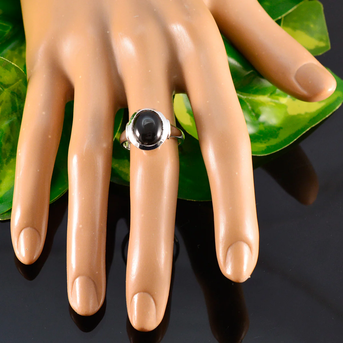 Black Onyx Solitaire German Silver Black Gemstones Slim Artisan Ring Jewelry - Image 6