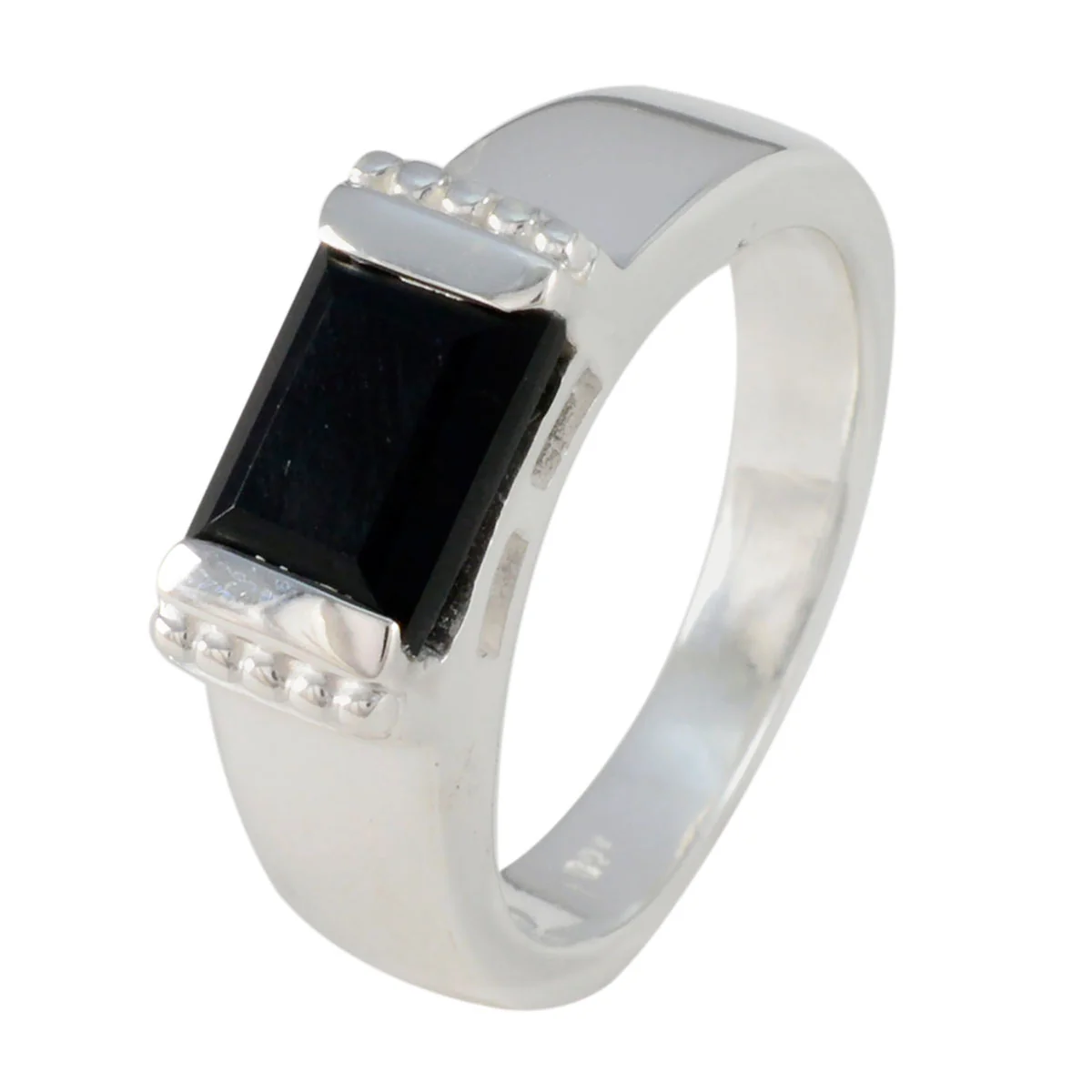 Black Onyx Solitaire Indian Silver Black Gems Classic Romantic Ring Jewellery - Image 2