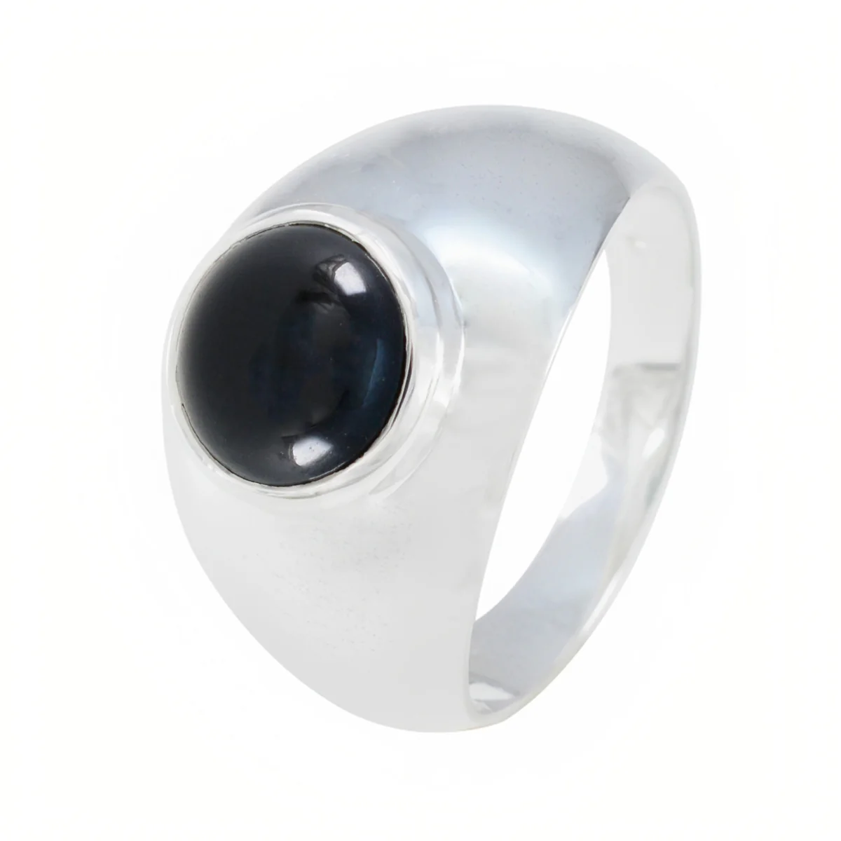 Black Onyx Solitaire Indian Sterling Silver Black Gemstone Eye-catching Trendy Ring Jewelry - Image 2