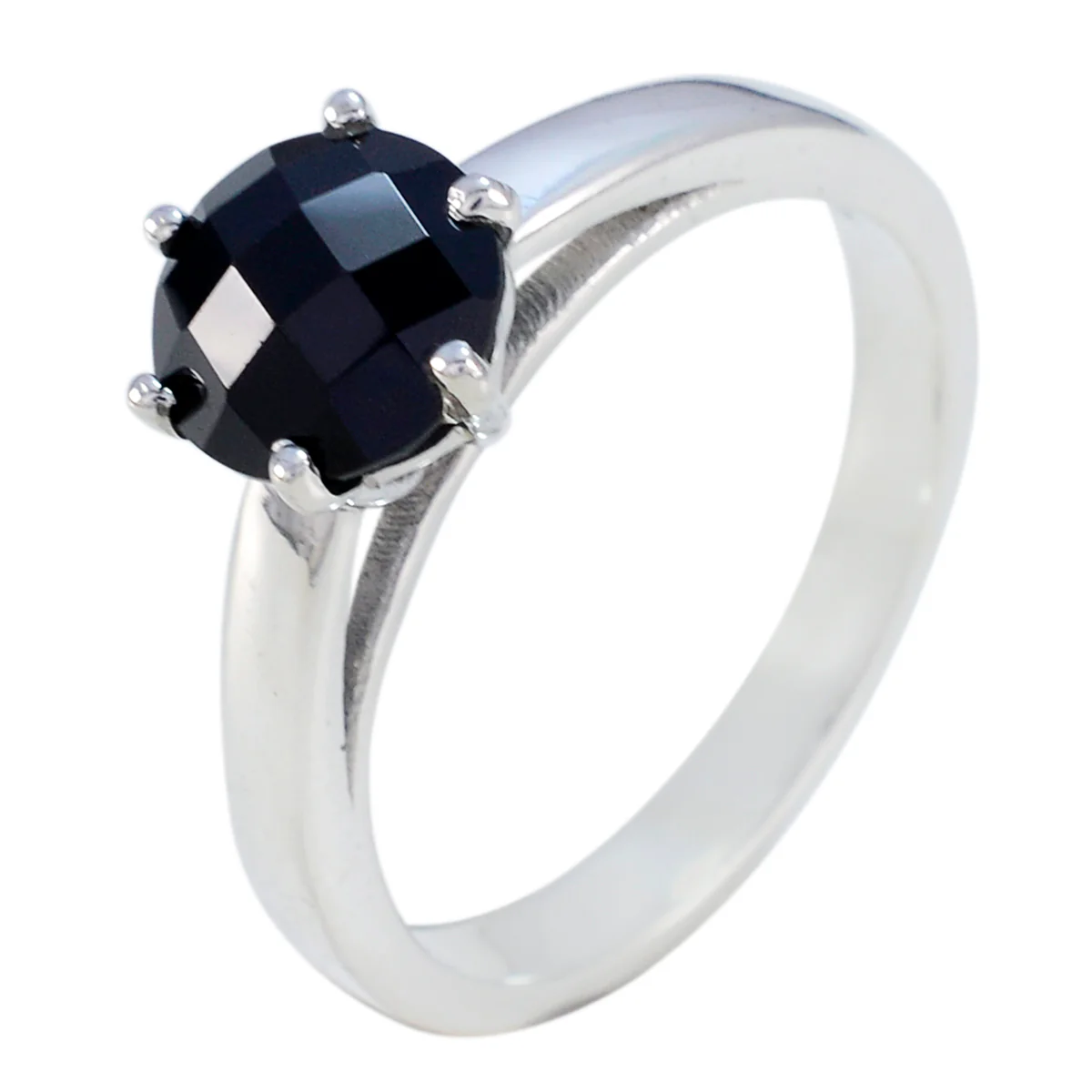 Black Onyx Solitaire Japanese 925 Silver Black Gemstone Whisper-thin Feminine Ring Jewelry - Image 2