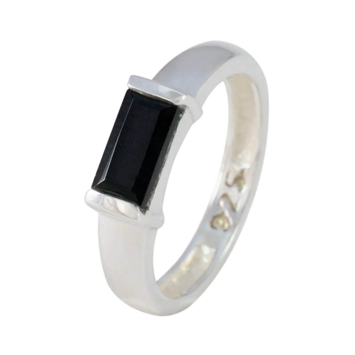 Black Onyx Solitaire Korean 925 Sterling Silver Black Gemstone Whisper-thin Abstract Ring Jewellery - Image 2