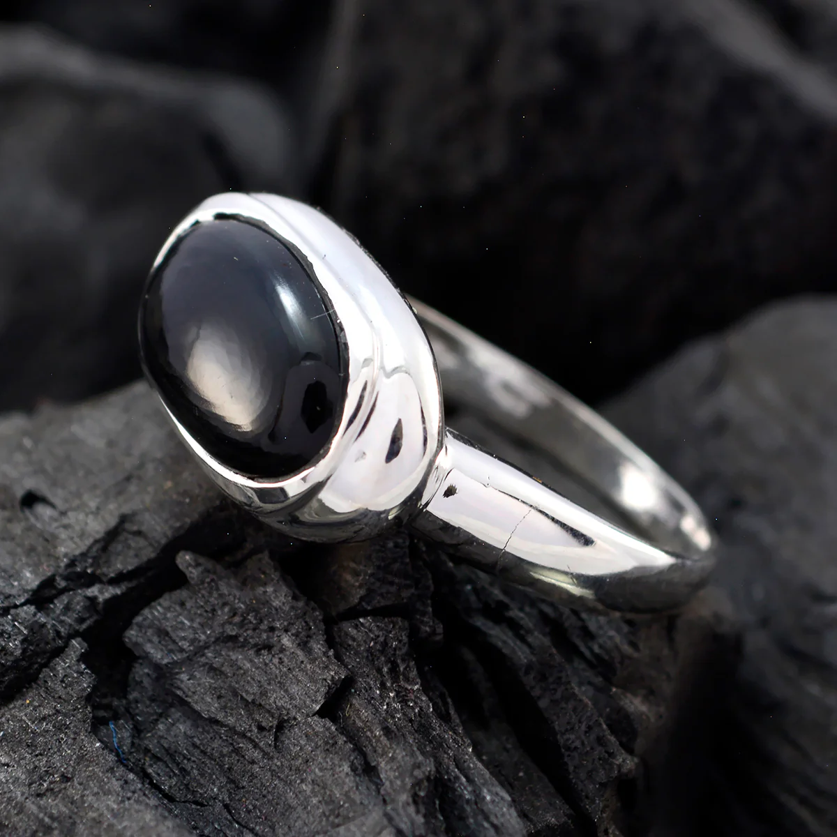 Black Onyx Solitaire Moroccan Sterling Silver Black Gems Minimal Ethnic Ring Jewellery - Image 4
