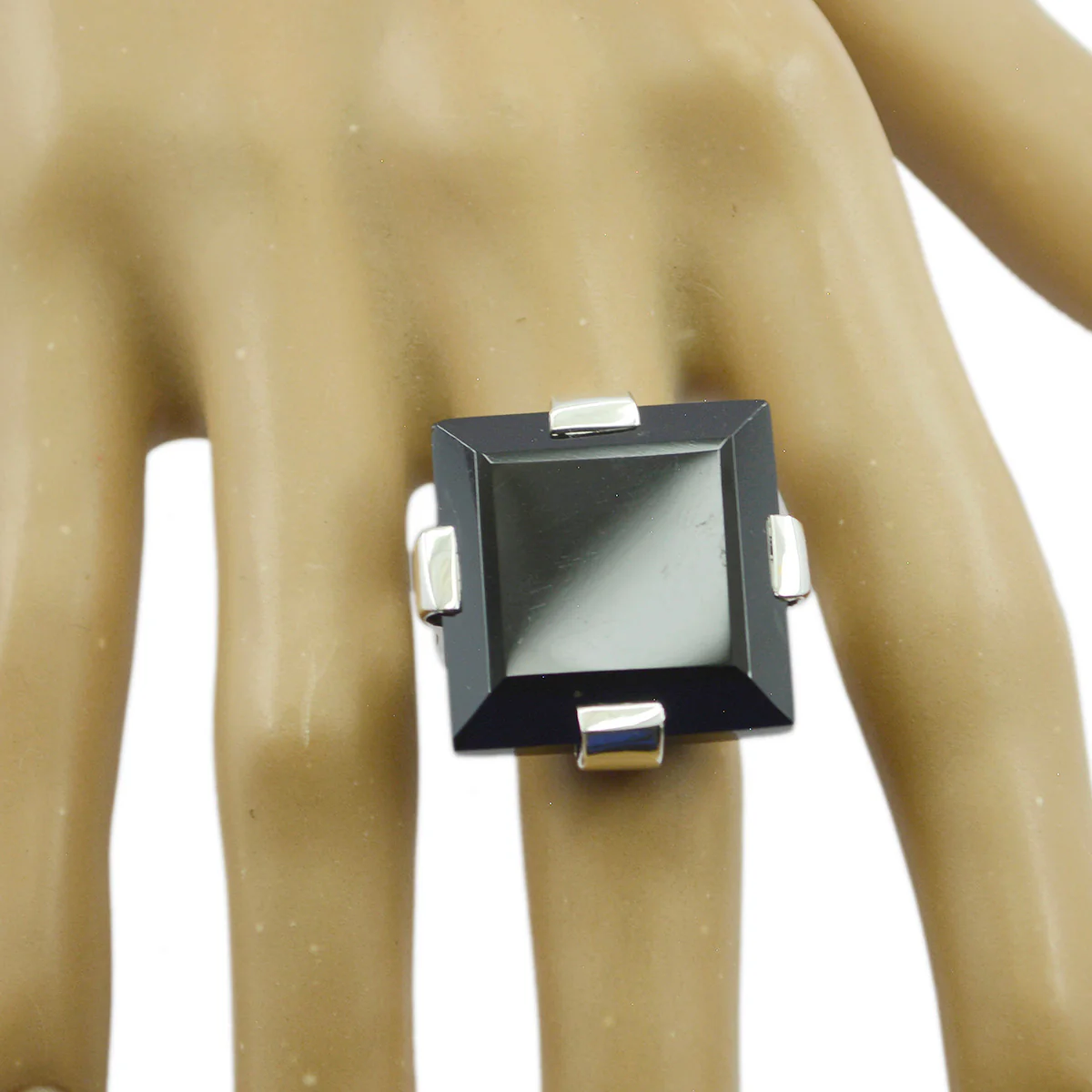 Black Onyx Solitaire Spanish 925 Sterling Silver Black Gemstone Chunky Artisan Ring Jewellery - Image 2