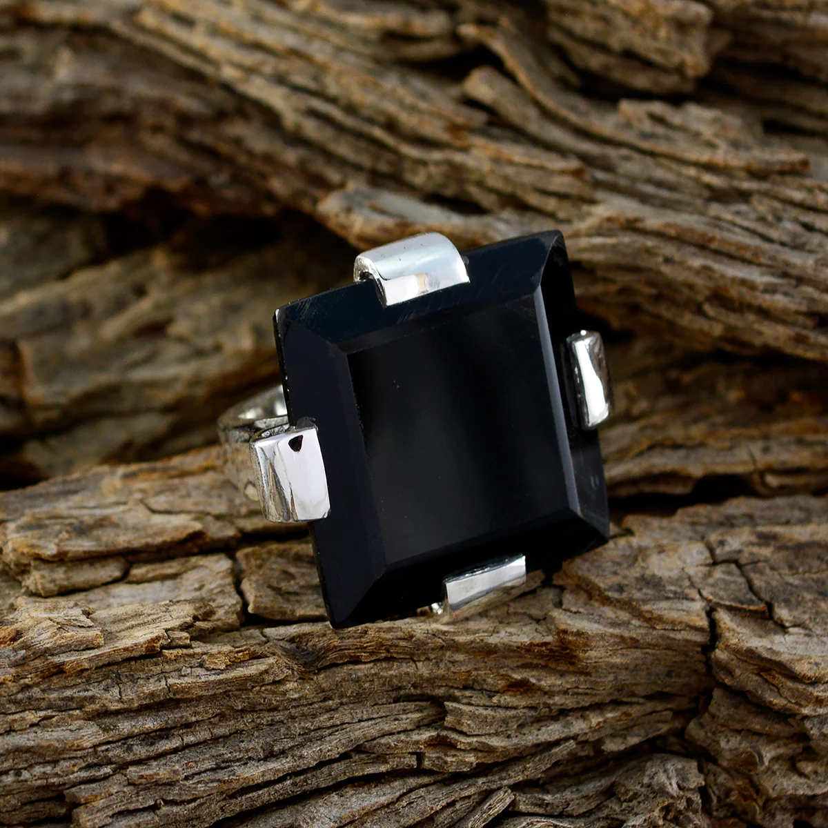 Black Onyx Solitaire Spanish 925 Sterling Silver Black Gemstone Chunky Artisan Ring Jewellery - Image 4
