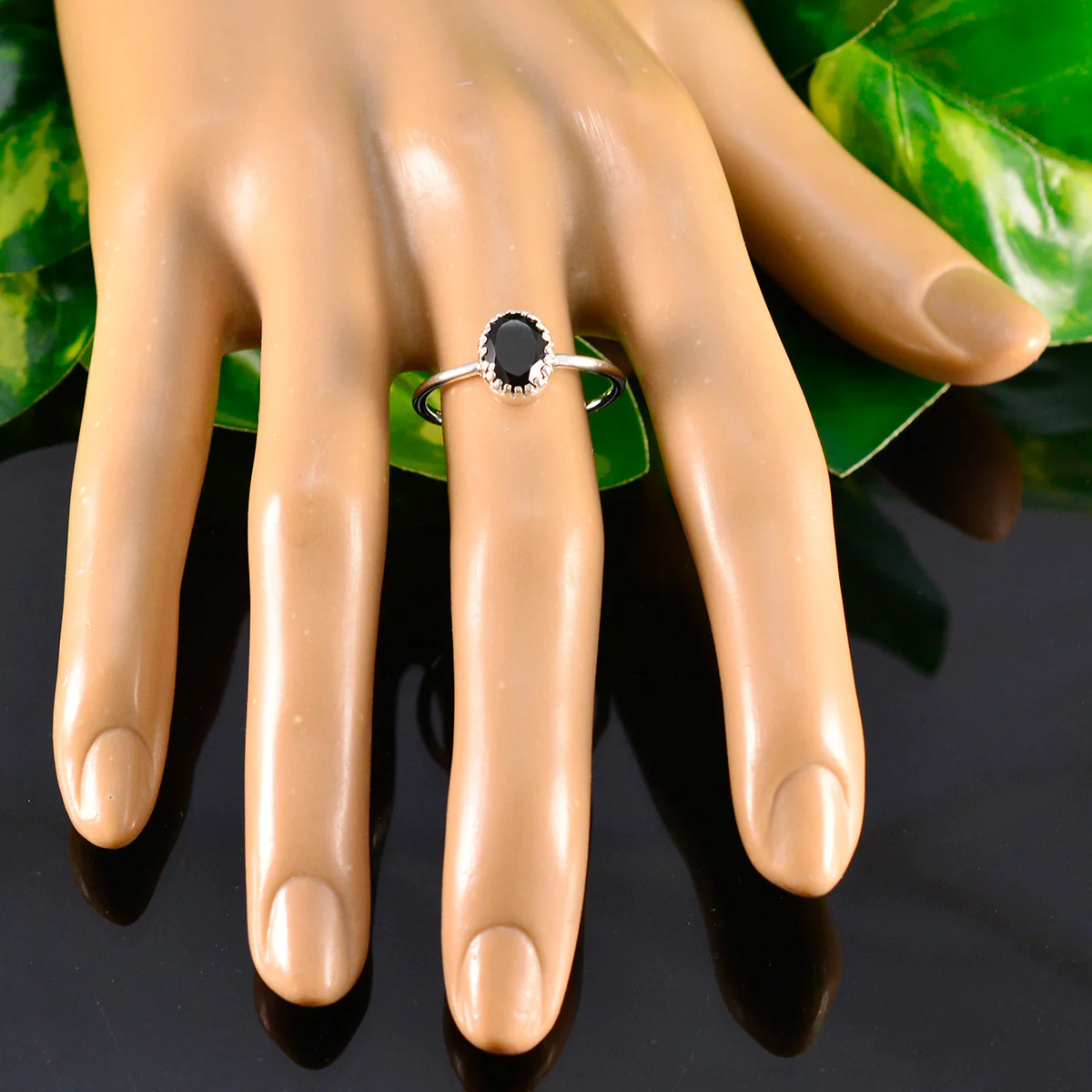 Black Onyx Solitaire Turkish 92.5 Silver Black Gemstone Delicate Luxurious Ring Jewelry - Image 5
