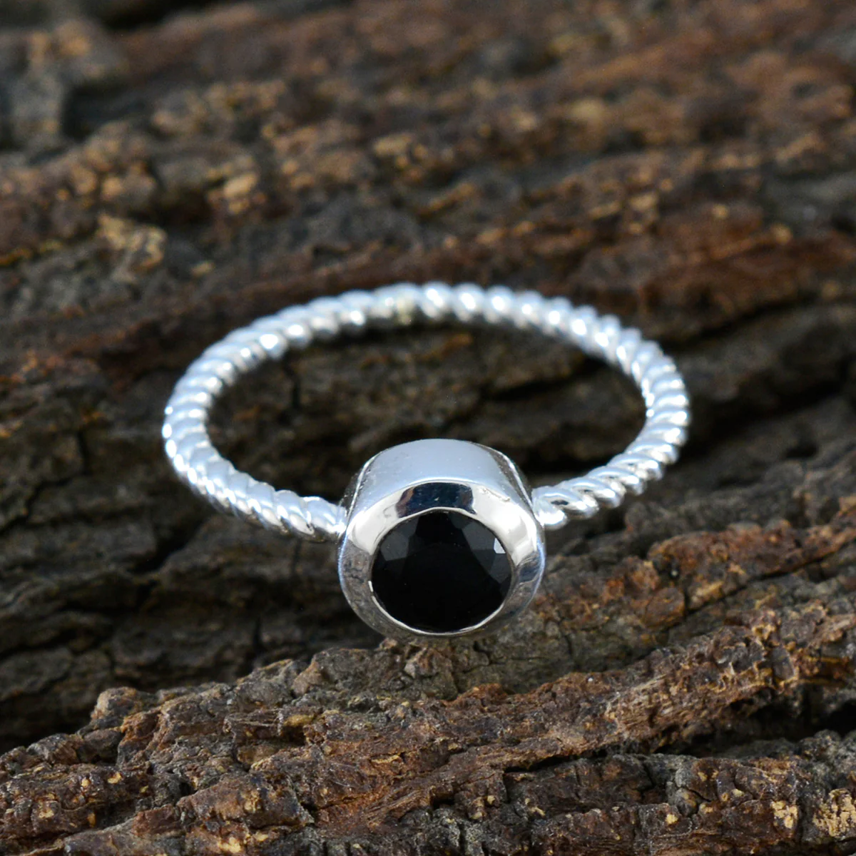 Black Onyx Solitaire Turkish 925 Sterling Silver Black Gemstone Delicate Contemporary Ring Jewellery - Image 3