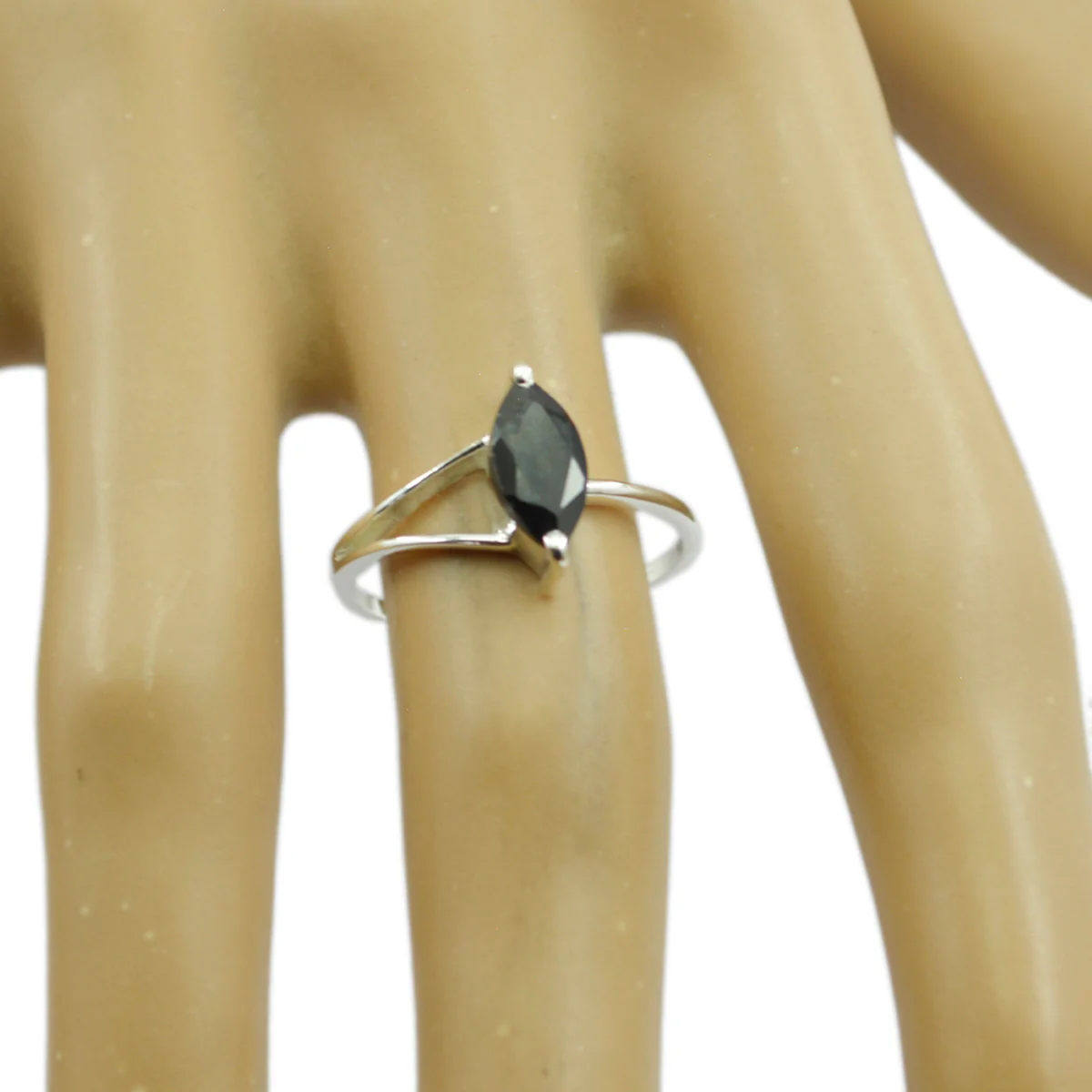 Black Onyx Solitaire Turkish Silver Black Gems Elegant Trendy Ring Jewelry - Image 2