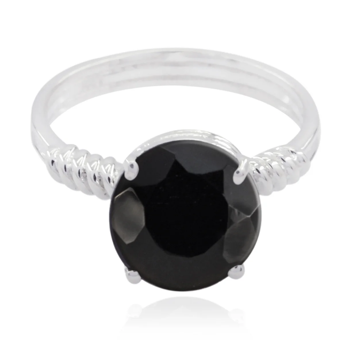 Black Onyx Solitaire Turkish Sterling Silver Black Gems Whisper-thin Abstract Ring Jewellery