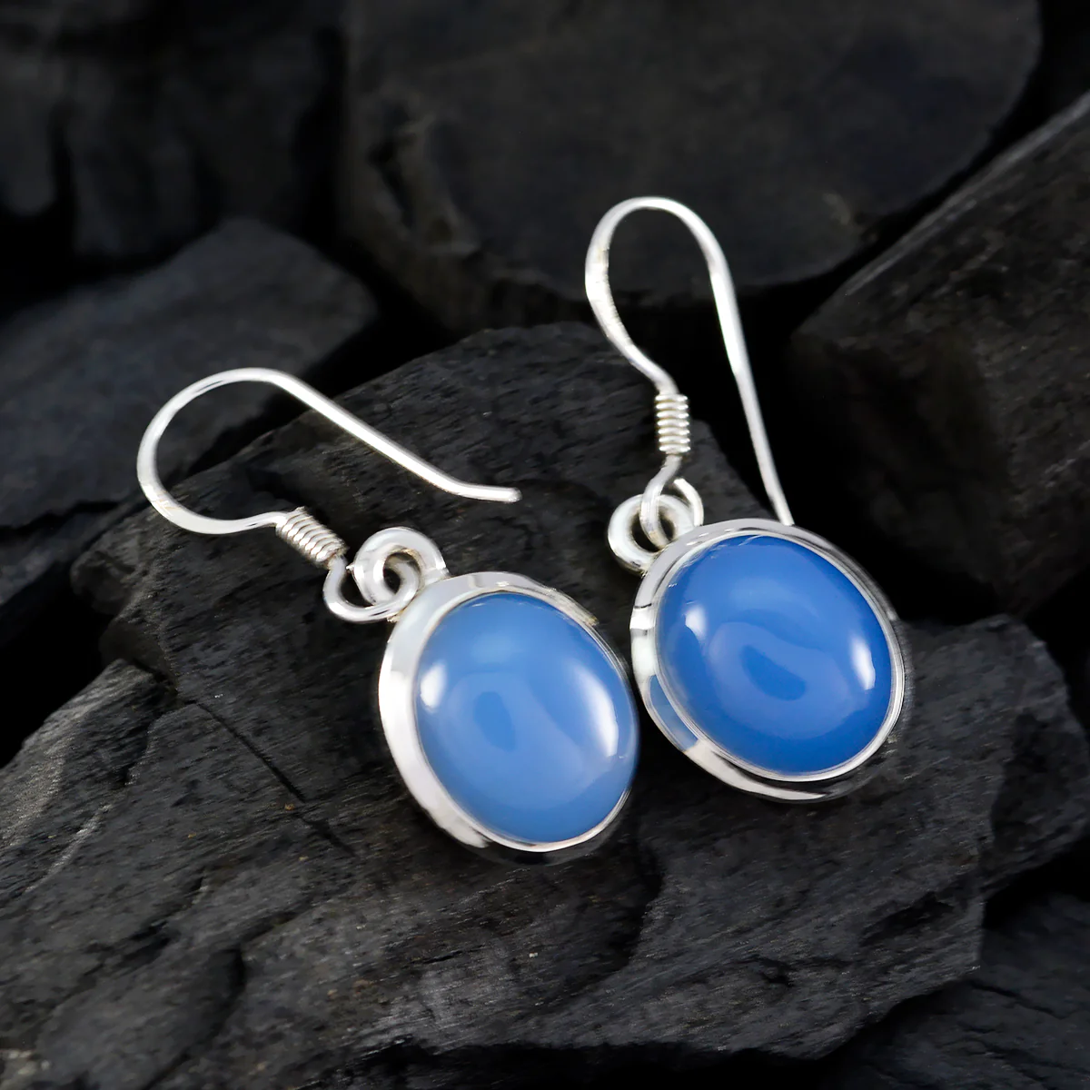 Blue Chalcedony Egyptian Daniela multiple Dangle Blue Sterling Silver Earring - Image 2
