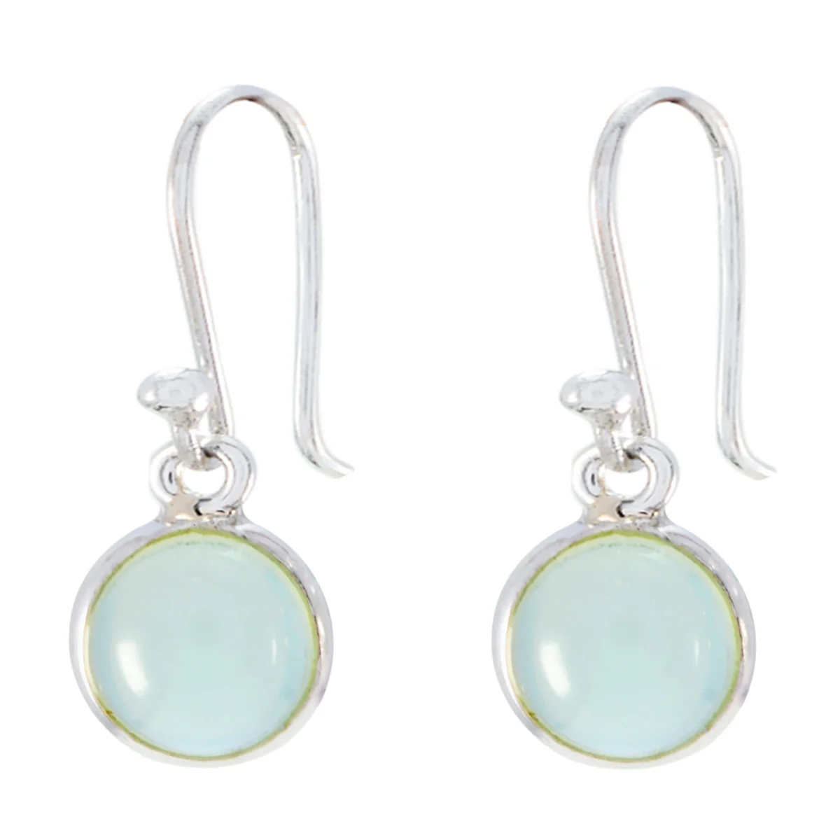 Blue Chalcedony Middle Eastern Kennedy Solitaire Dangle Blue 925 Silver Earring