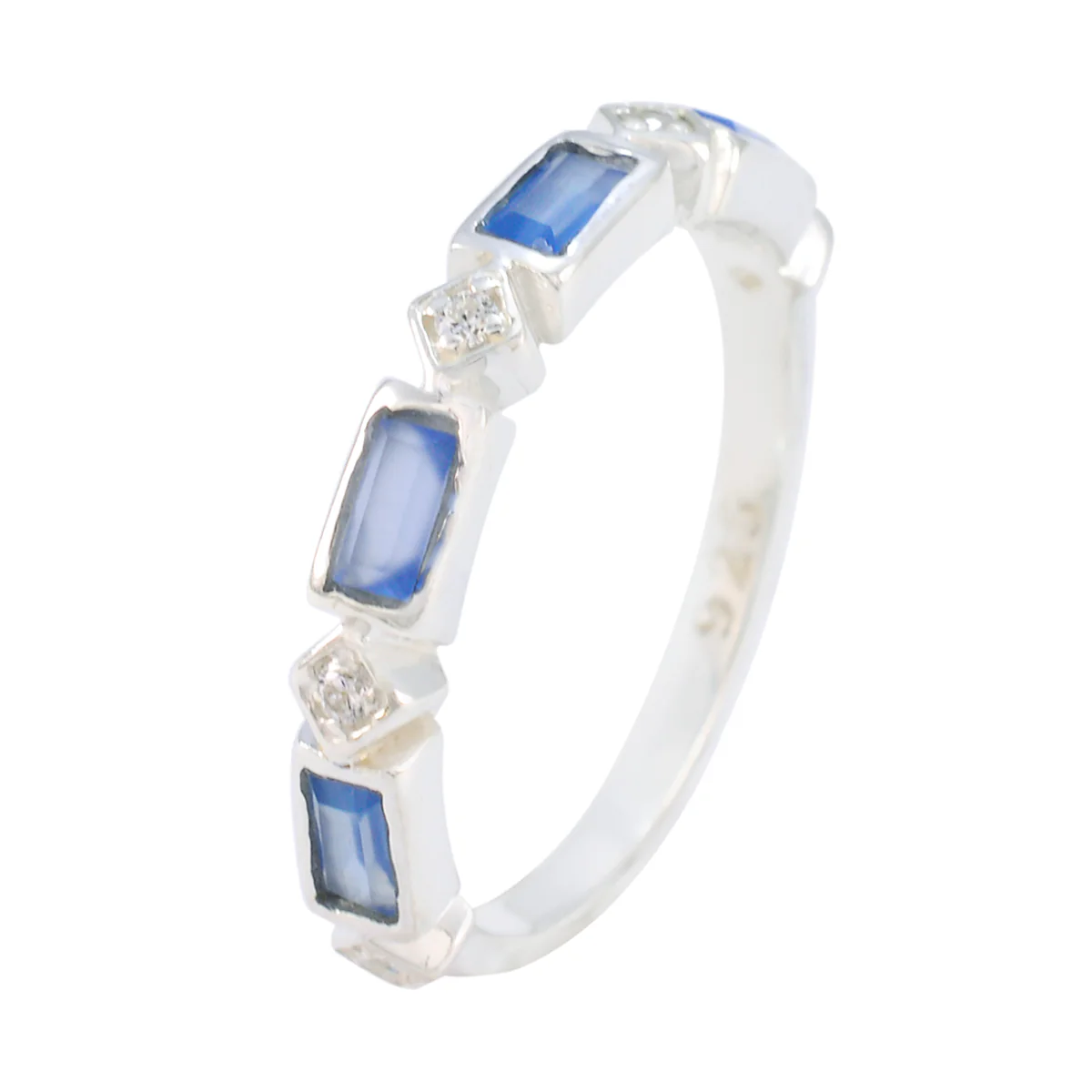 Blue Chalcedony quarter Japanese Silver Blue Gemstone Dainty Trendy Band Jewellery - Image 2