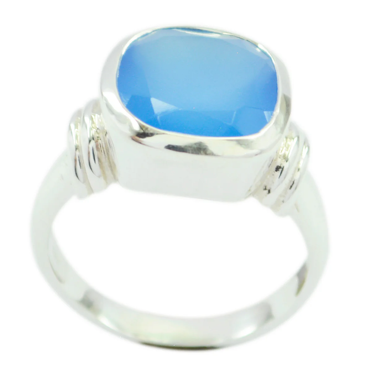 Blue Chalcedony Solitaire Egyptian 92.5 Silver Blue Gemstone Eye-catching Armor Ring Jewellery - Image 3