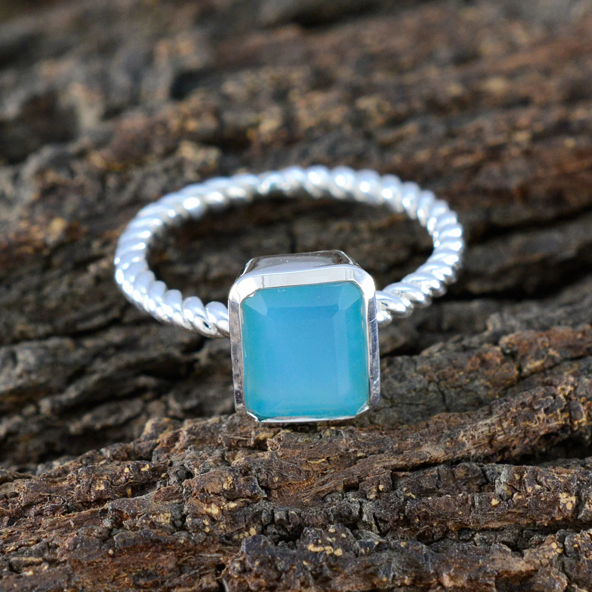 Blue Chalcedony Solitaire Indian Sterling Silver Blue Gemstone Featherlight Fairytale Ring Jewellery - Image 3