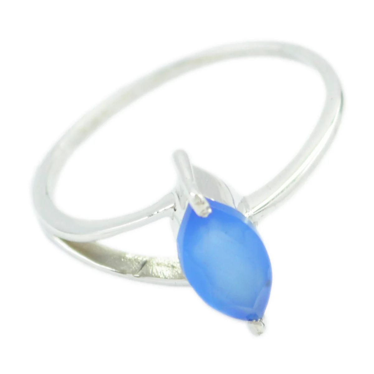 Blue Chalcedony Solitaire Japanese 925 Sterling Silver Blue Gemstones Elegant Contemporary Ring Jewellery