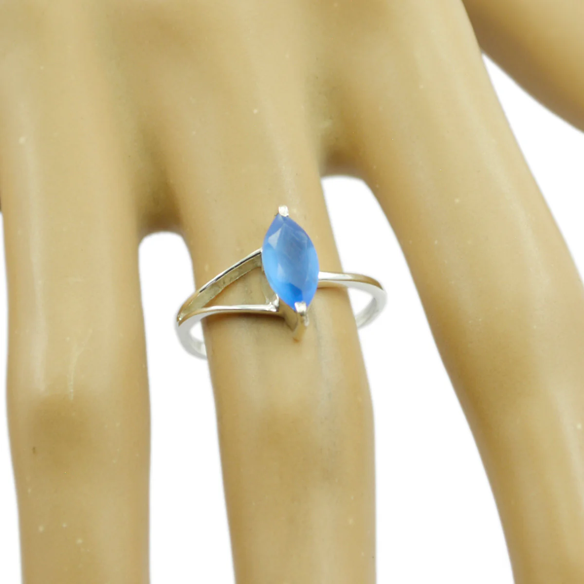 Blue Chalcedony Solitaire Japanese 925 Sterling Silver Blue Gemstones Elegant Contemporary Ring Jewellery - Image 2