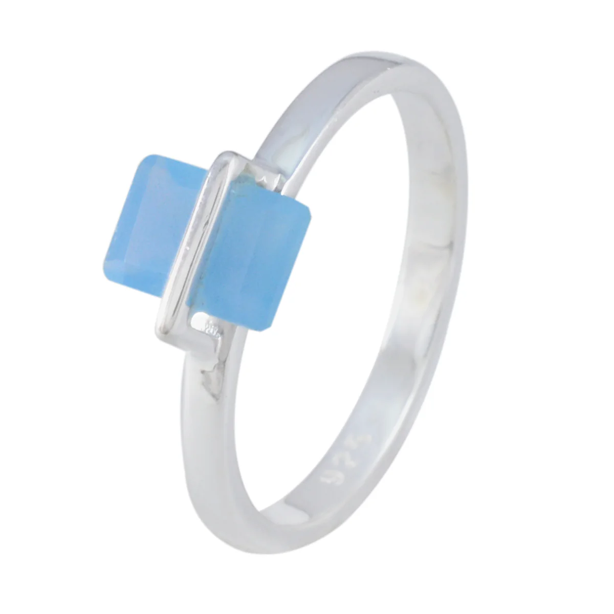 Blue Chalcedony Solitaire Korean 925 Silver Blue Gems Dainty Fairytale Ring Jewellery - Image 2