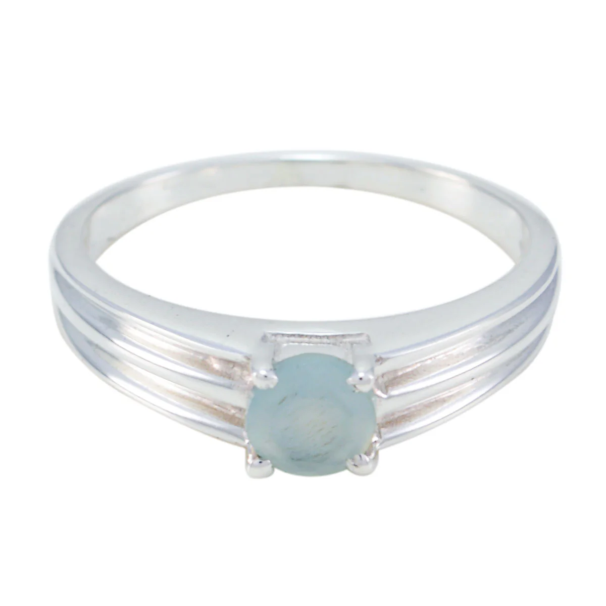 Blue Chalcedony Solitaire Korean Sterling Silver Blue Gemstone Dainty Fairytale Ring Jewelry