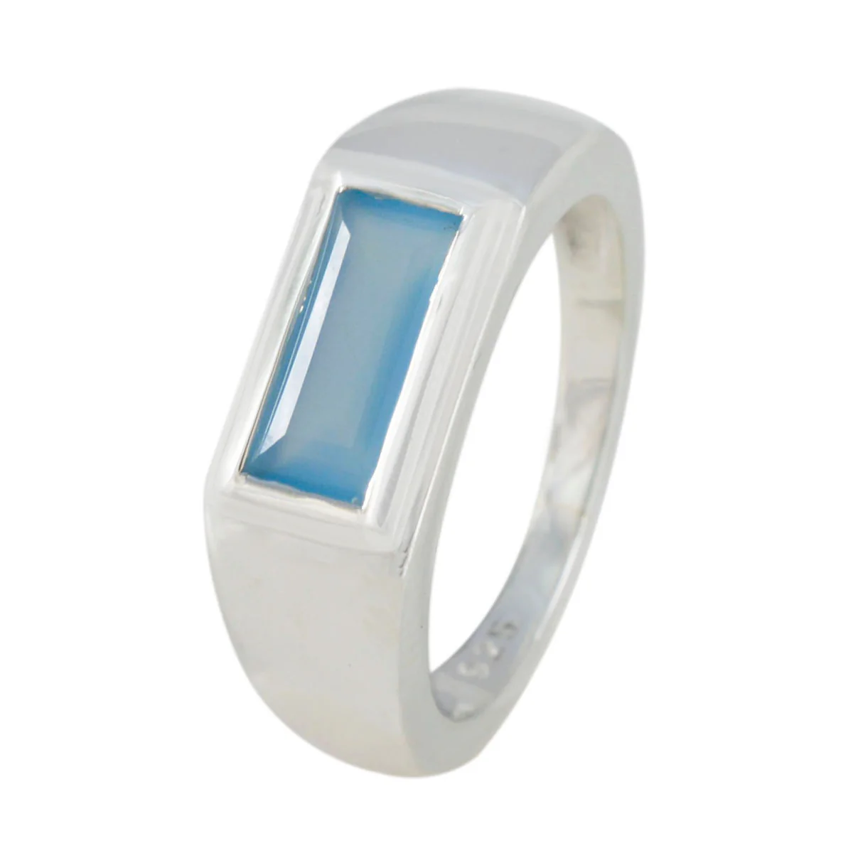 Blue Chalcedony Solitaire Moroccan Sterling Silver Blue Gems Tiny Trendy Ring Jewelry - Image 2