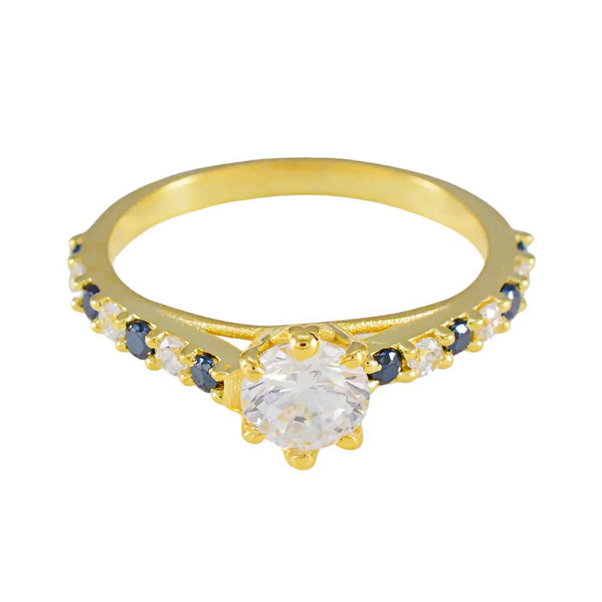 Blue Sapphire CZ Halo American Sterling Silver Blue Gems Delicate Sophisticated Ring Jewellery