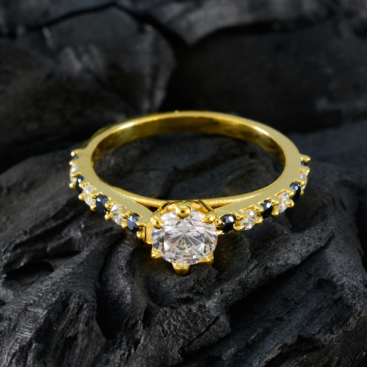 Blue Sapphire CZ Halo American Sterling Silver Blue Gems Delicate Sophisticated Ring Jewellery - Image 4