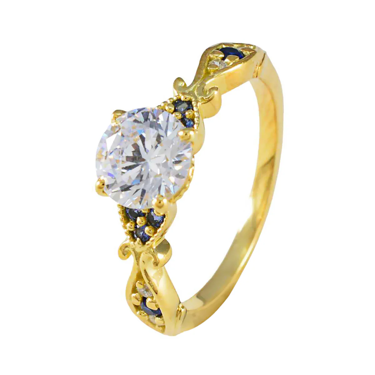 Blue Sapphire CZ Halo Indian Silver Blue Gemstones Delicate Romantic Ring Jewelry - Image 2
