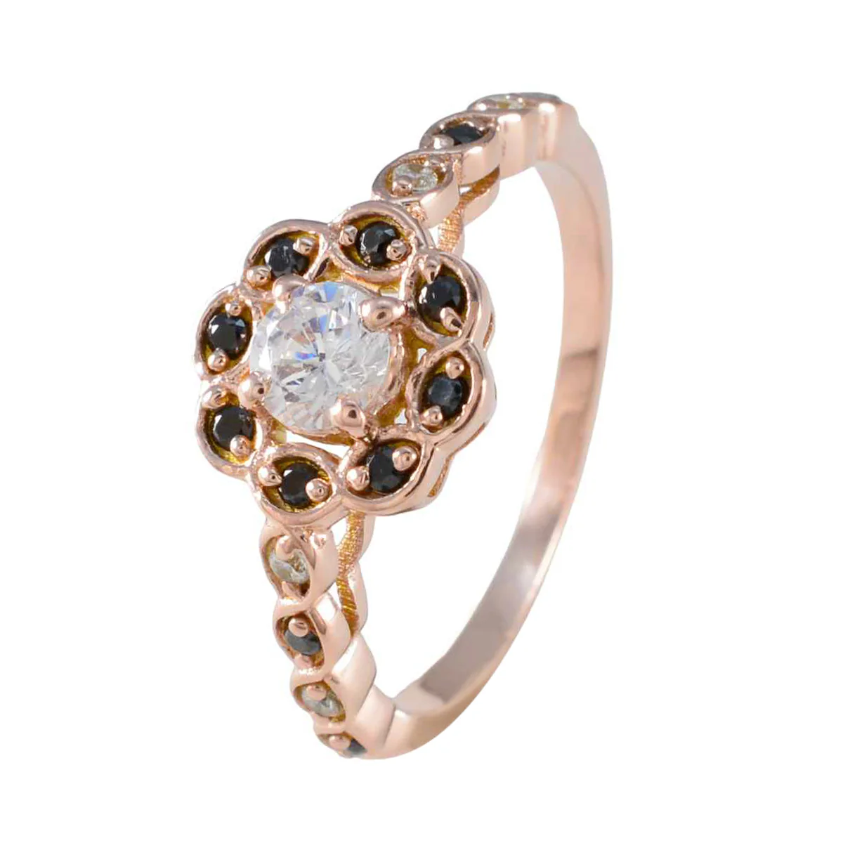 Blue Sapphire CZ Halo Indian Sterling Silver Blue Gemstone Delicate Trendy Ring Jewelry - Image 2