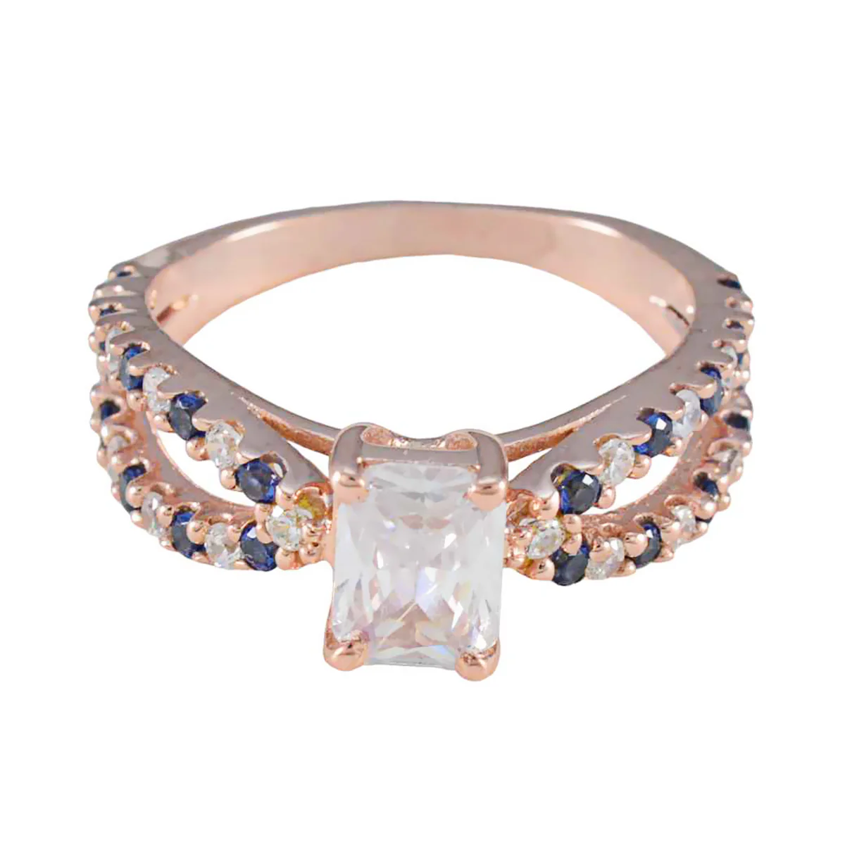 Blue Sapphire CZ Halo Korean 92.5 Silver Blue Gemstone Delicate Glamorous Ring Jewelry