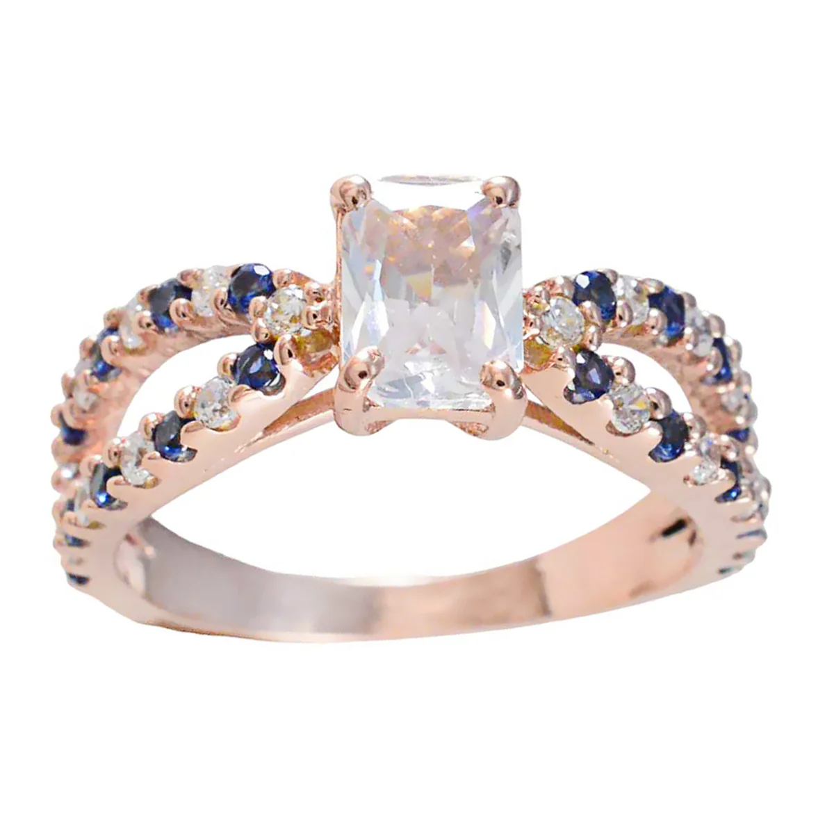 Blue Sapphire CZ Halo Korean 92.5 Silver Blue Gemstone Delicate Glamorous Ring Jewelry - Image 3