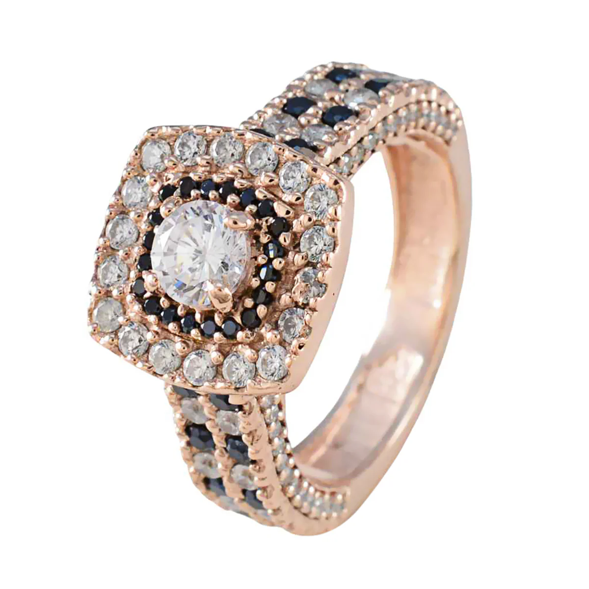 Blue Sapphire CZ Halo Korean Sterling Silver Blue Gemstones Eye-catching Romantic Ring Jewelry - Image 2