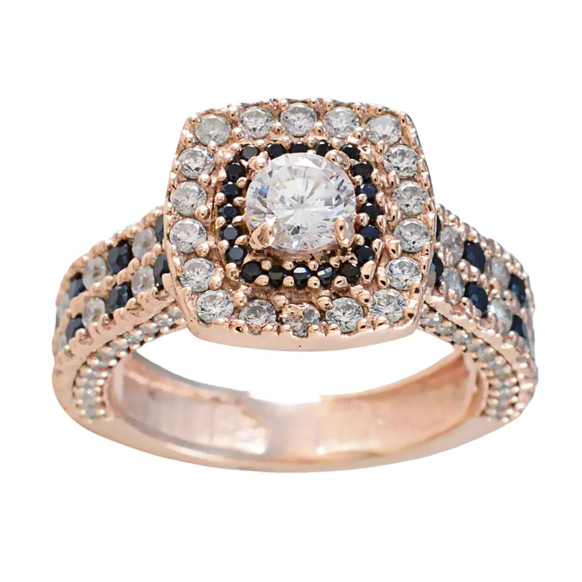 Blue Sapphire CZ Halo Korean Sterling Silver Blue Gemstones Eye-catching Romantic Ring Jewelry - Image 3
