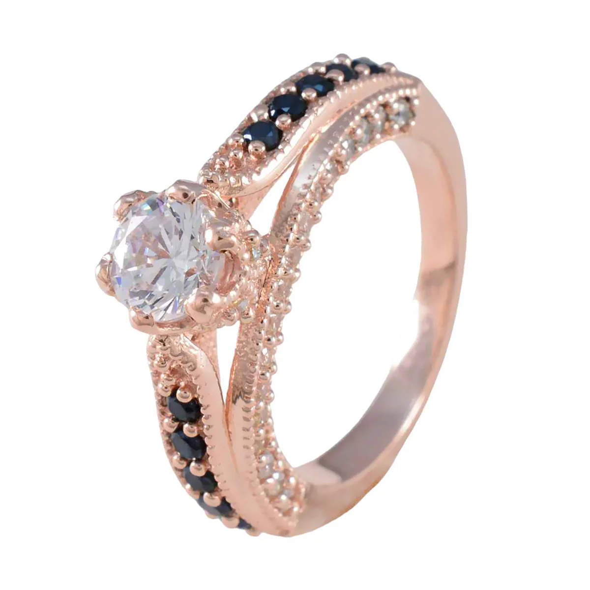 Blue Sapphire CZ Halo Latin American 92.5 Silver Blue Gemstone Slim Love Ring Jewellery - Image 2