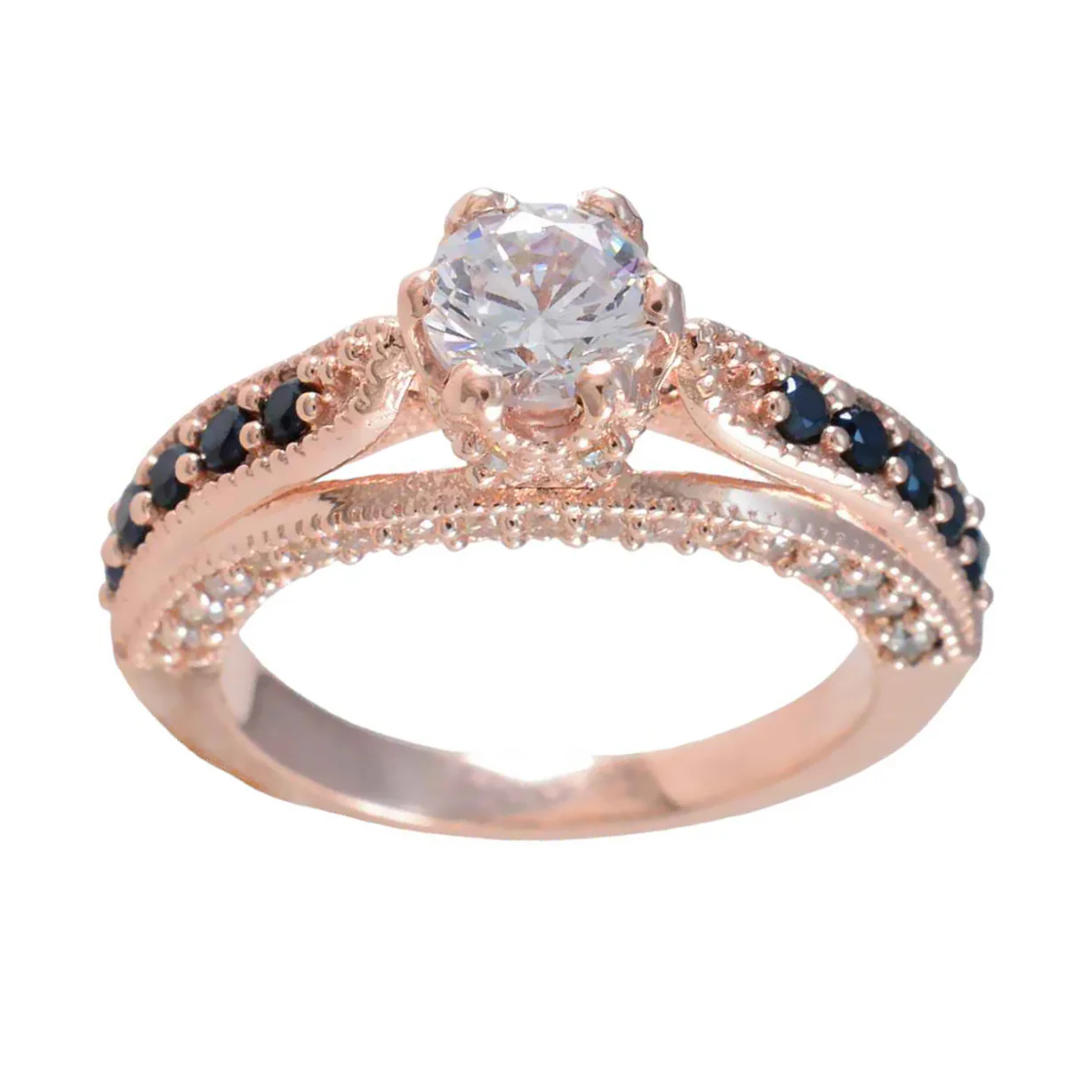 Blue Sapphire CZ Halo Latin American 92.5 Silver Blue Gemstone Slim Love Ring Jewellery - Image 3