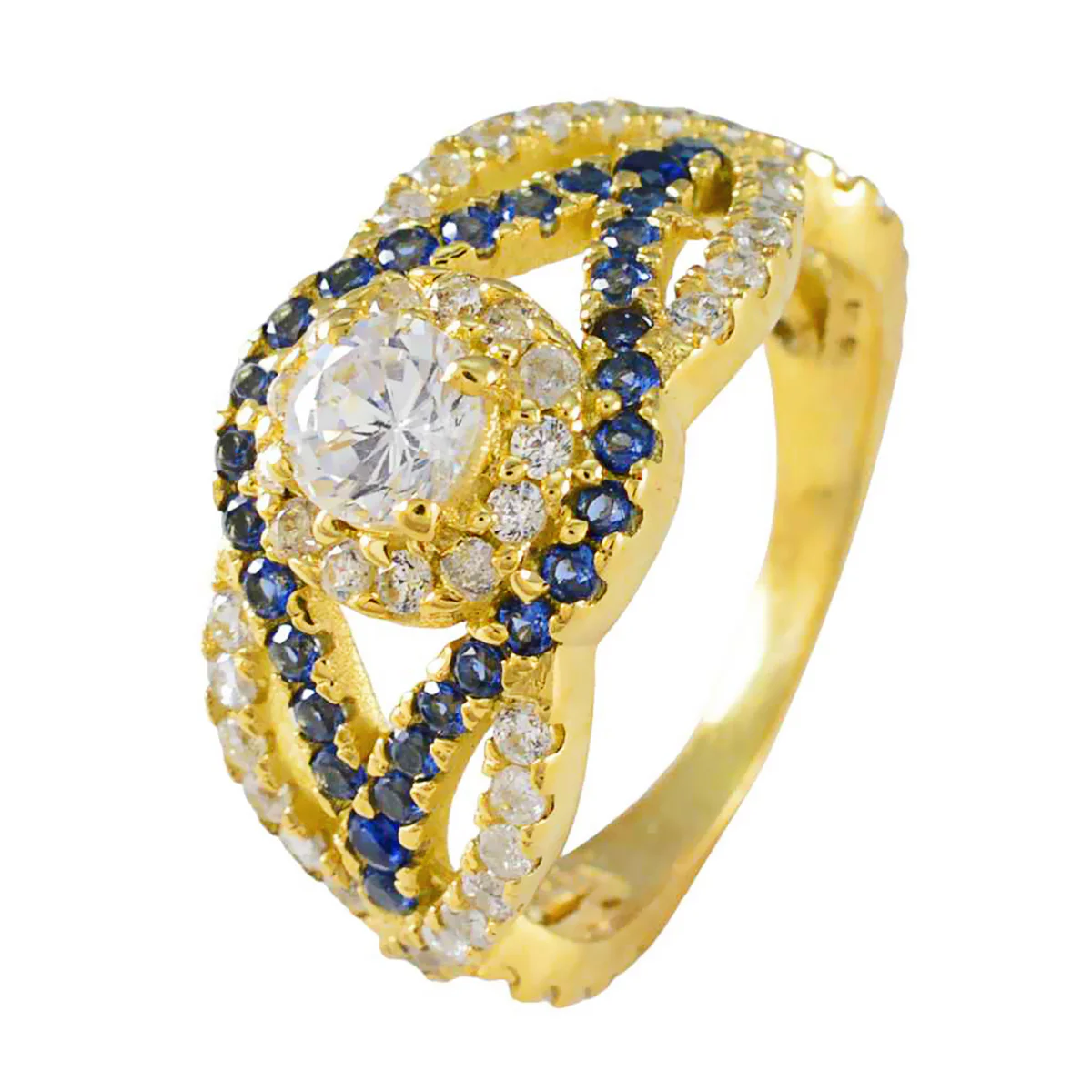 Blue Sapphire CZ Halo Latin American 925 Silver Blue Gems Whisper-thin Promise Ring Jewellery - Image 2