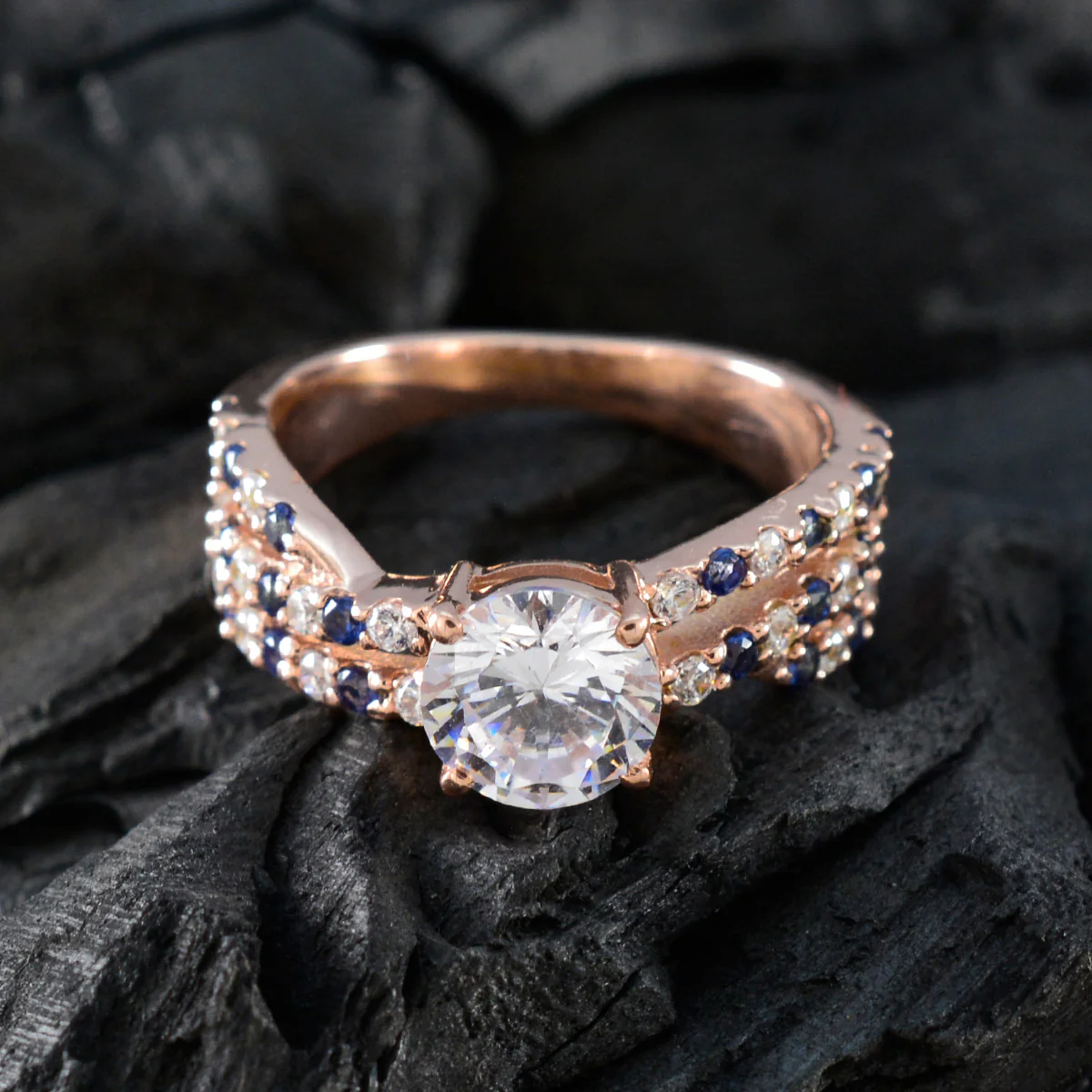 Blue Sapphire CZ Halo Latin American 925 Sterling Silver Blue Gemstone Whisper-thin Engagement Ring Jewellery - Image 4