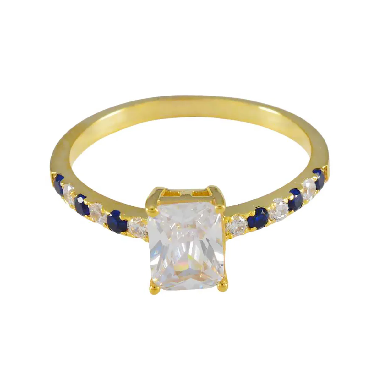 Blue Sapphire CZ Halo Latin American Silver Blue Gemstone Delicate Abstract Ring Jewellery
