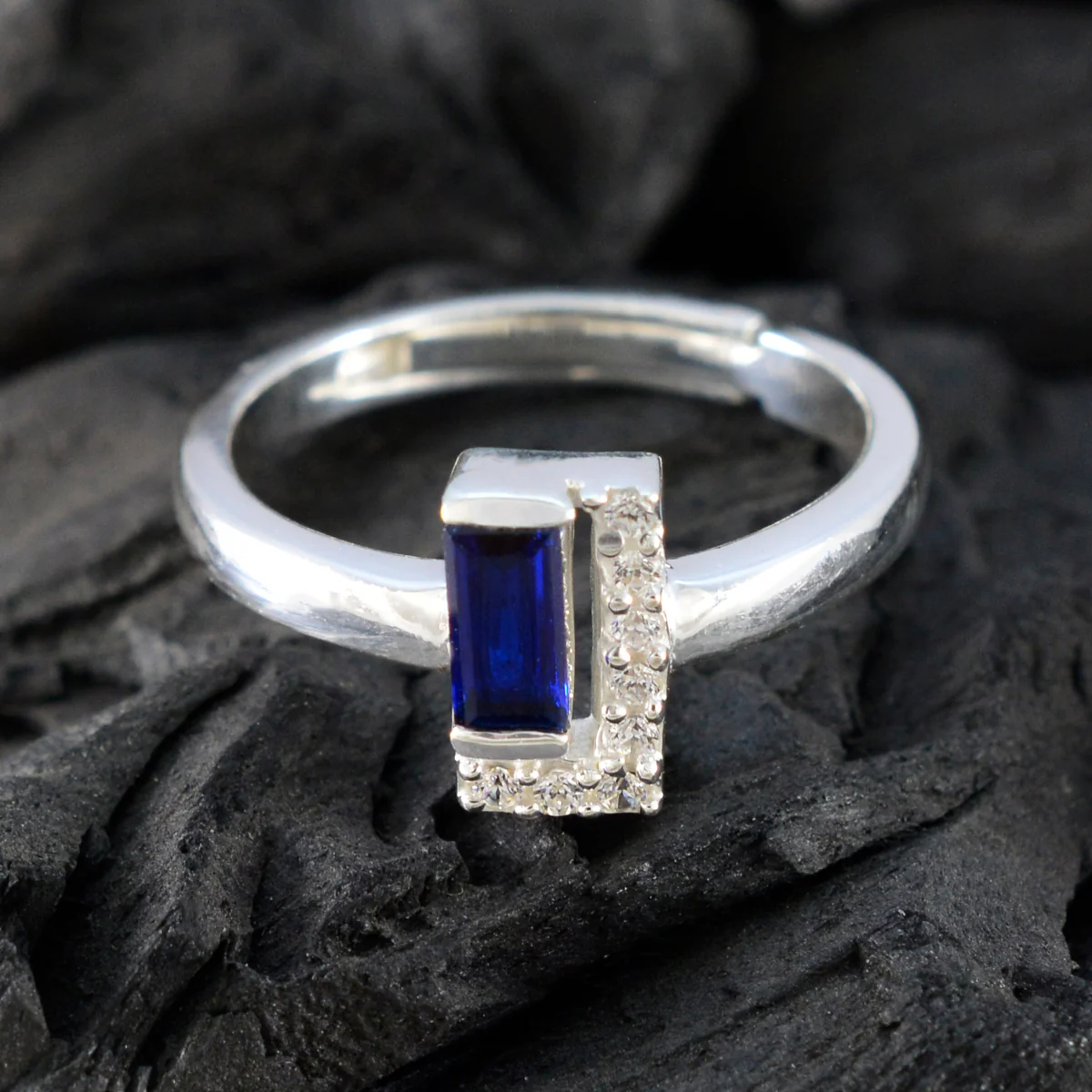 Blue Sapphire CZ Halo Turkish Silver Blue Gems Dainty Luxurious Ring Jewellery - Image 4
