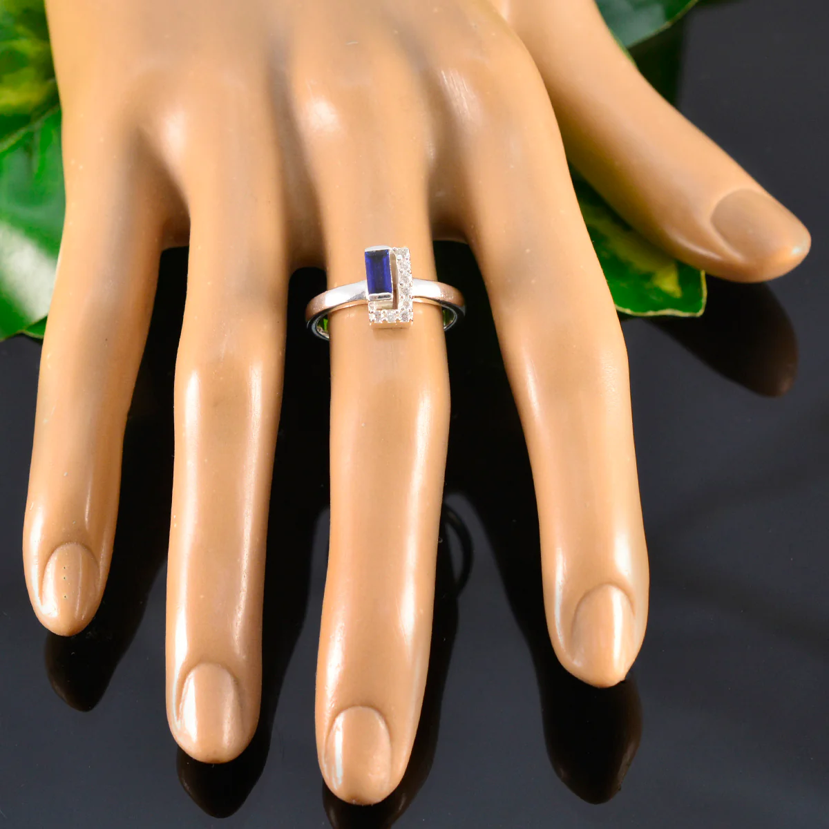 Blue Sapphire CZ Halo Turkish Silver Blue Gems Dainty Luxurious Ring Jewellery - Image 5
