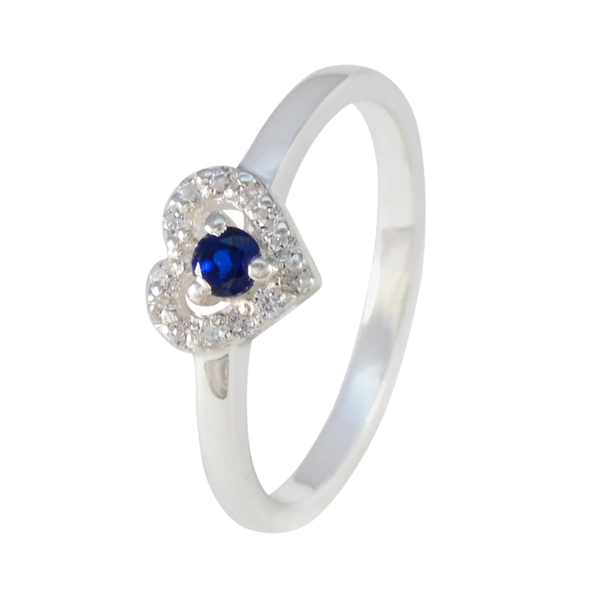 Blue Sapphire CZ Halo Turkish Silver Blue Gemstones Delicate Trendy Ring Jewellery - Image 2