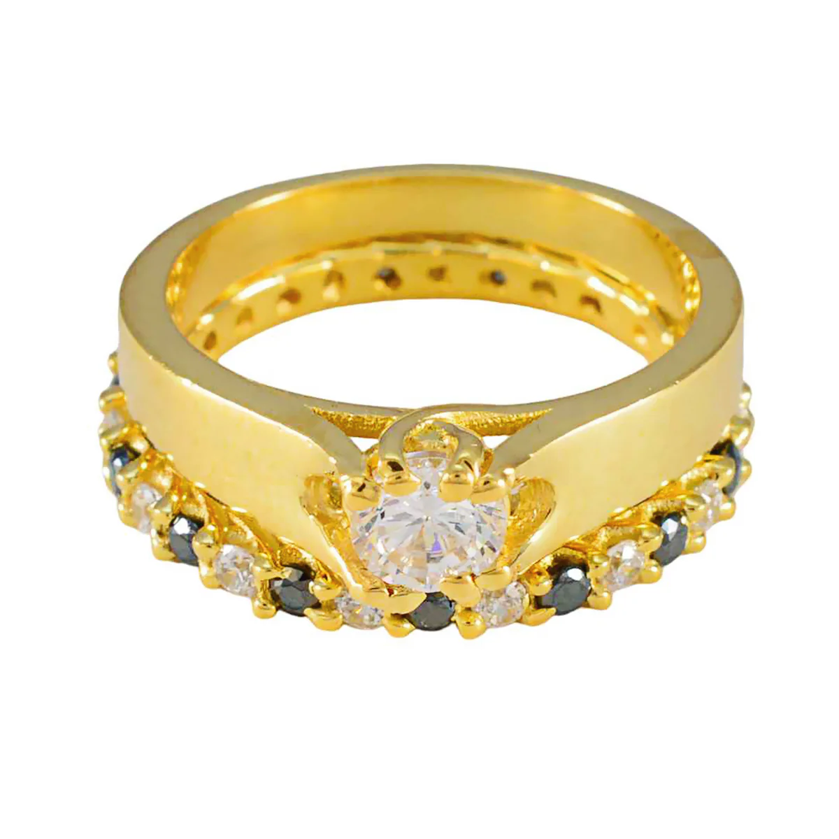 Blue Sapphire CZ multiple Korean Sterling Silver Blue Gems Slim Love Ring Jewelry