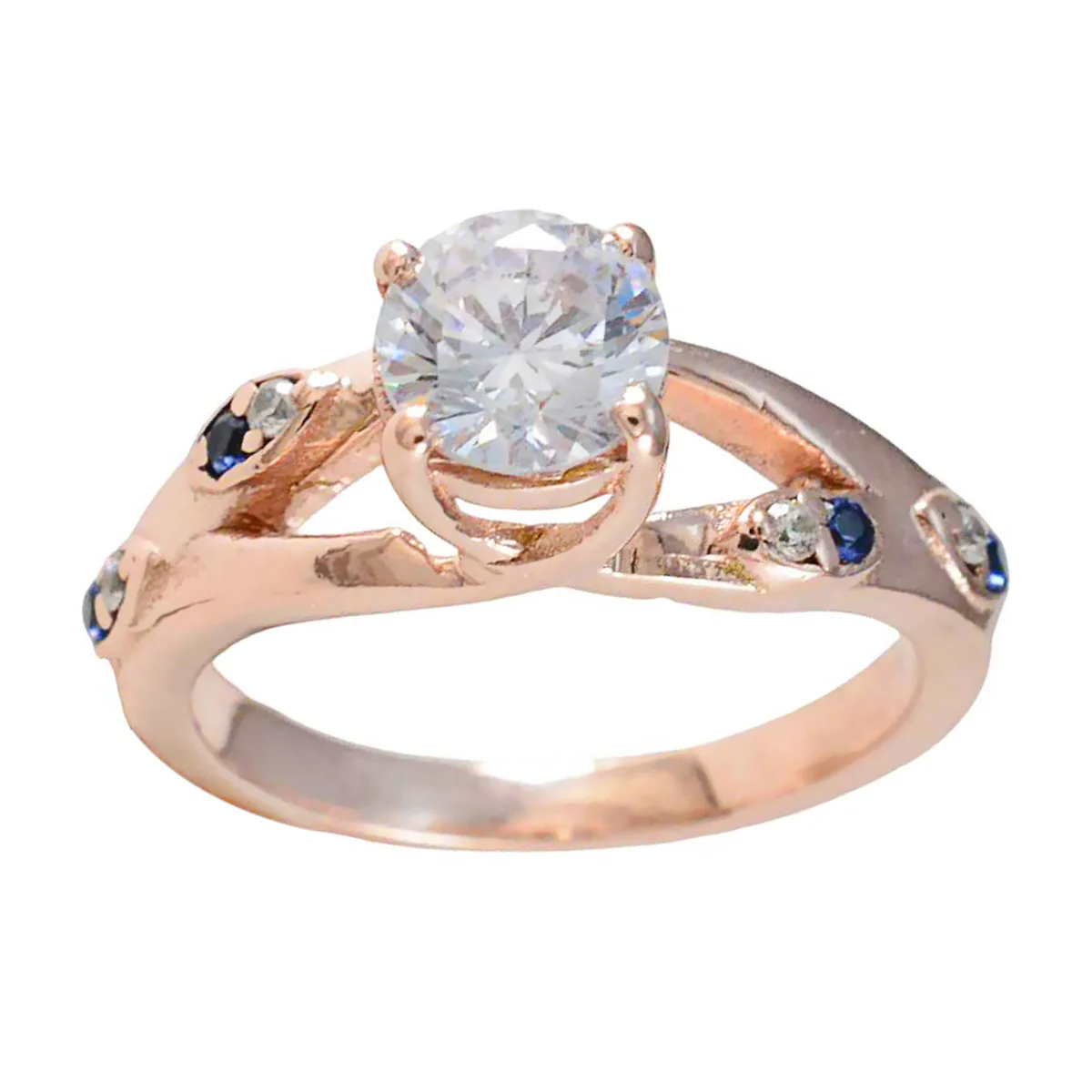 Blue Sapphire CZ Penta American 925 Sterling Silver Blue Gemstone Delicate Feminine Ring Jewellery - Image 3