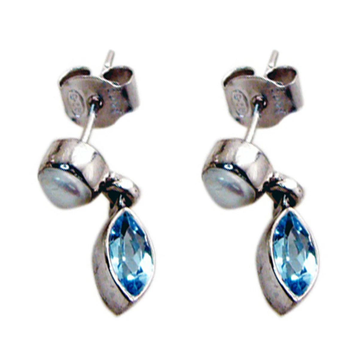 Blue Topaz American Ángeles multiple Stud Blue 925 Silver Earring - Image 2